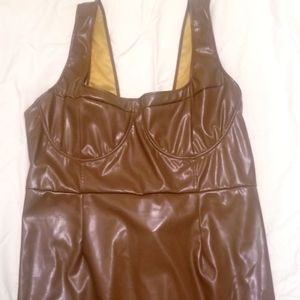 Cute Faux Leather Midi dress by Pretty little thing